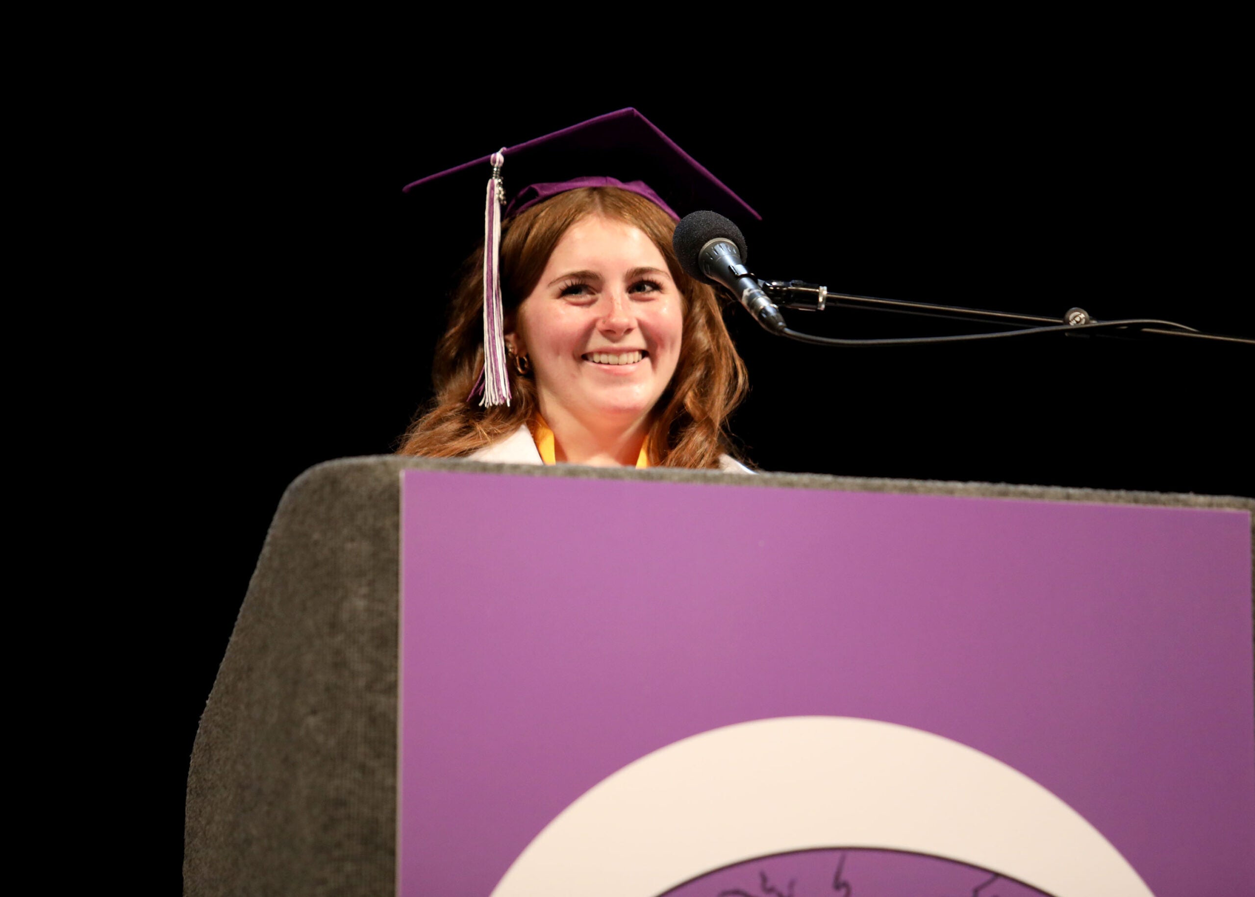 Graduation Garfield Speaker at podium