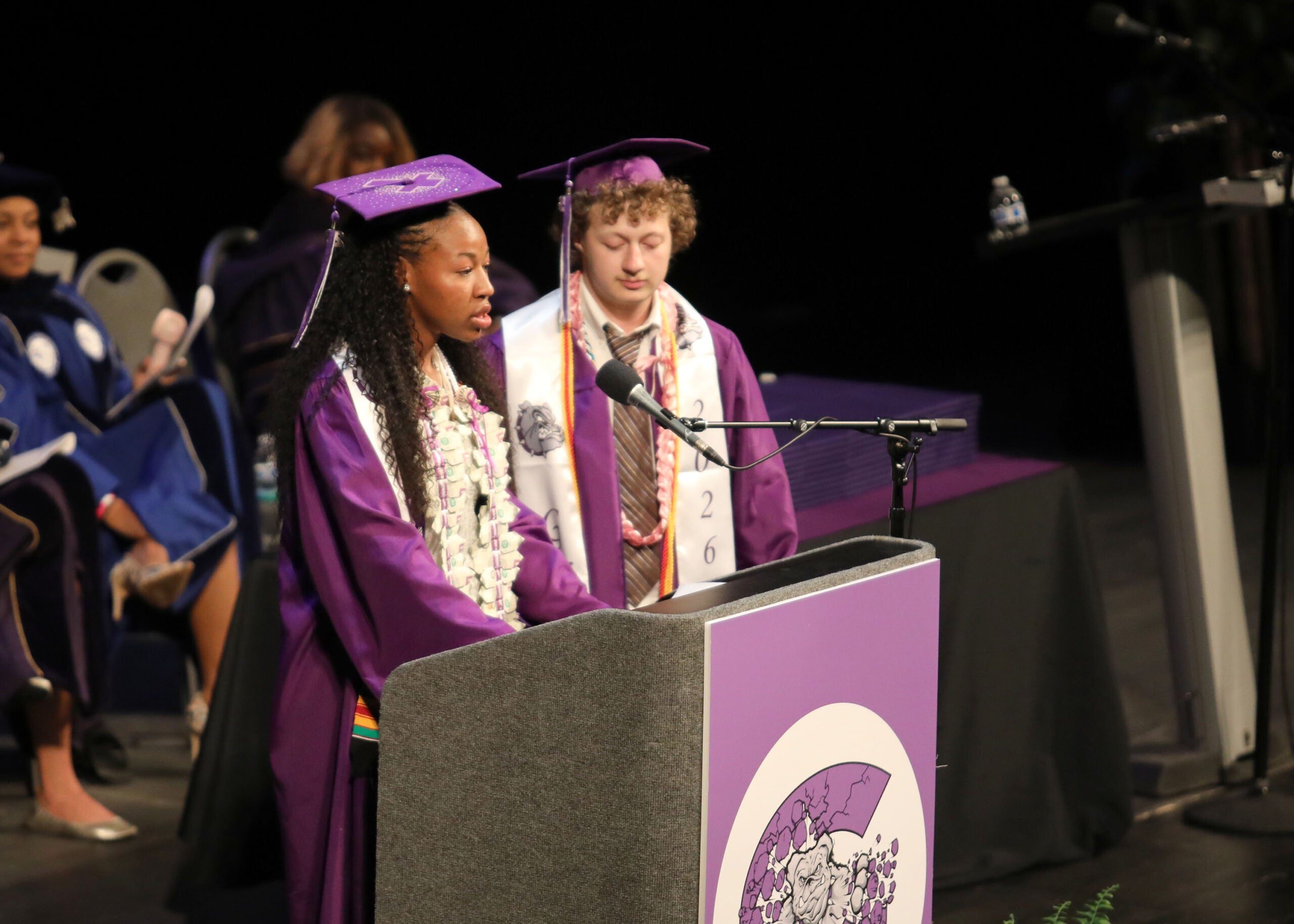 Graduation Garfield Speakers at podium