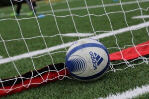 Soccer ball in a net