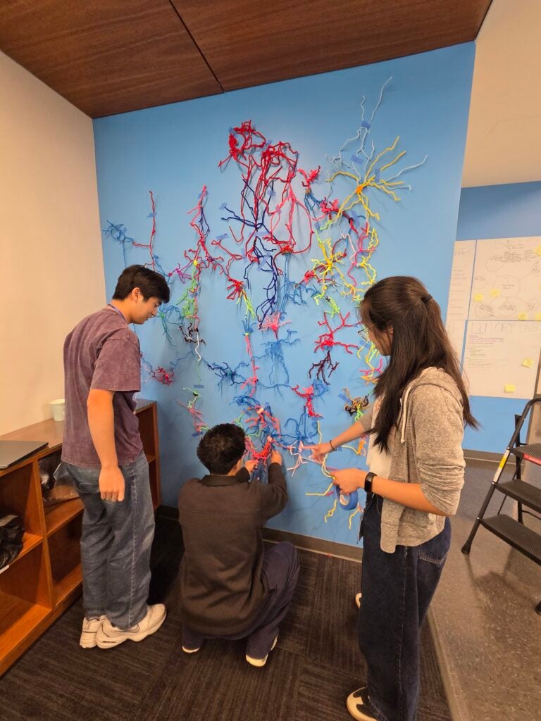 students using pipettes to create a neural network