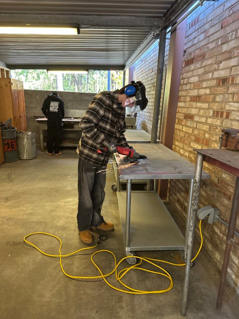 students working in construction