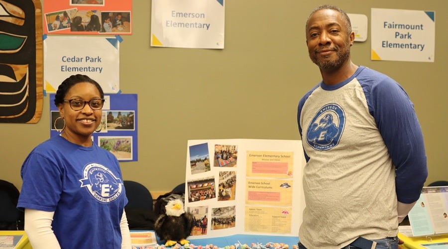 Emerson Elementary staff at a table at the January 2026 Enrollment Fair
