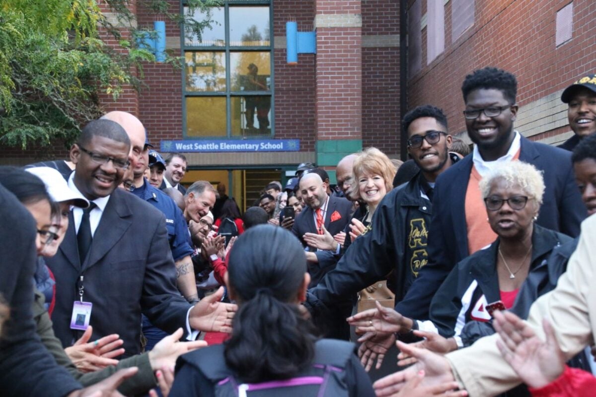 students being welcome to school