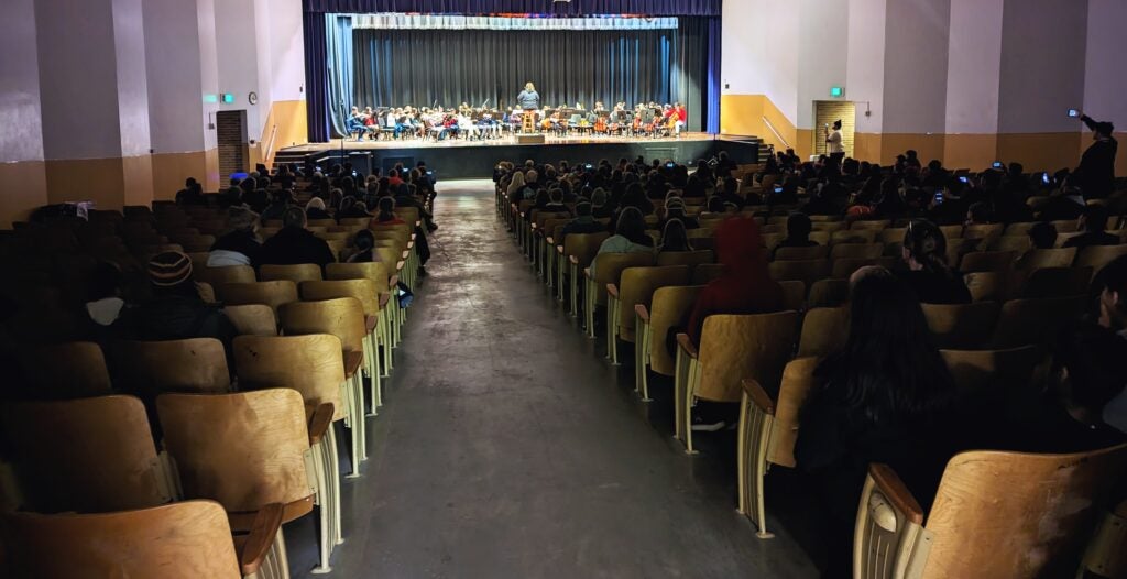 WMS Auditorium with concert on stage