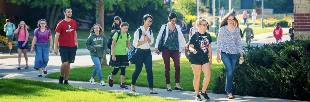 Students walking outside.