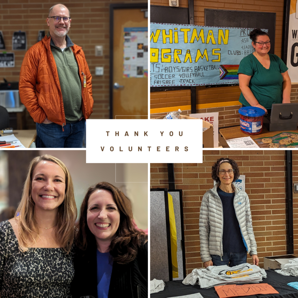 Parent Volunteer Collage around the WMS. Text: Thank You Volunteers