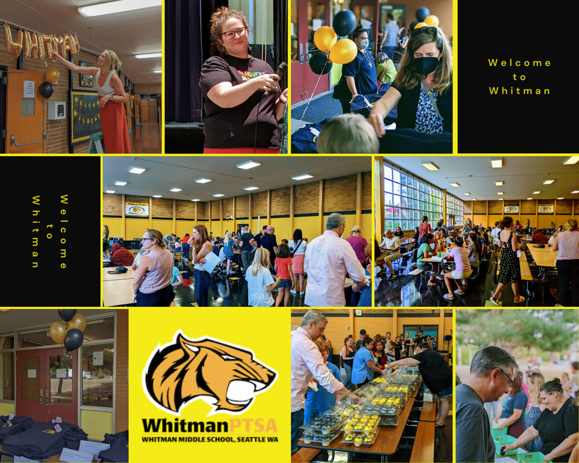 Collage of Parents at School Events with Whitman Logo