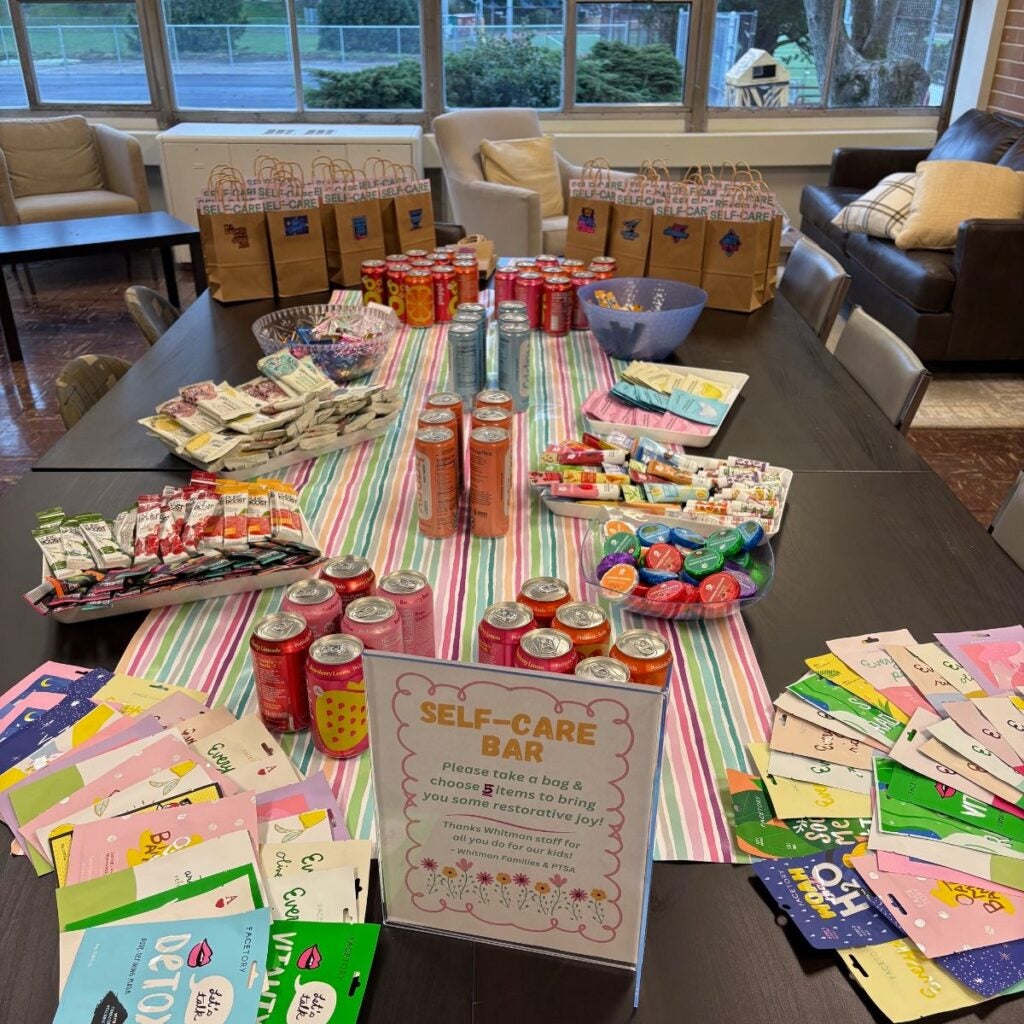 Self Care Bar: Drinks, cards, spa soap, snacks