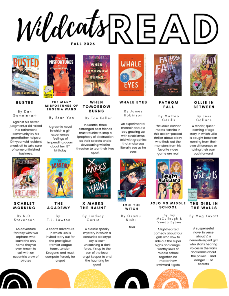Grid of sixth grade appropriate titles and book covers