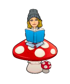 Emoji Librarian on a red spotted mushroom