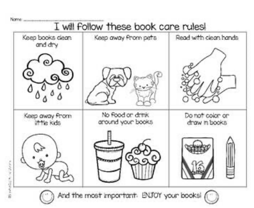How to take care of books images text on the webpage. Rain cloud, dog, food crayons