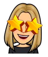Mrs. P. emoji with Star eyes.