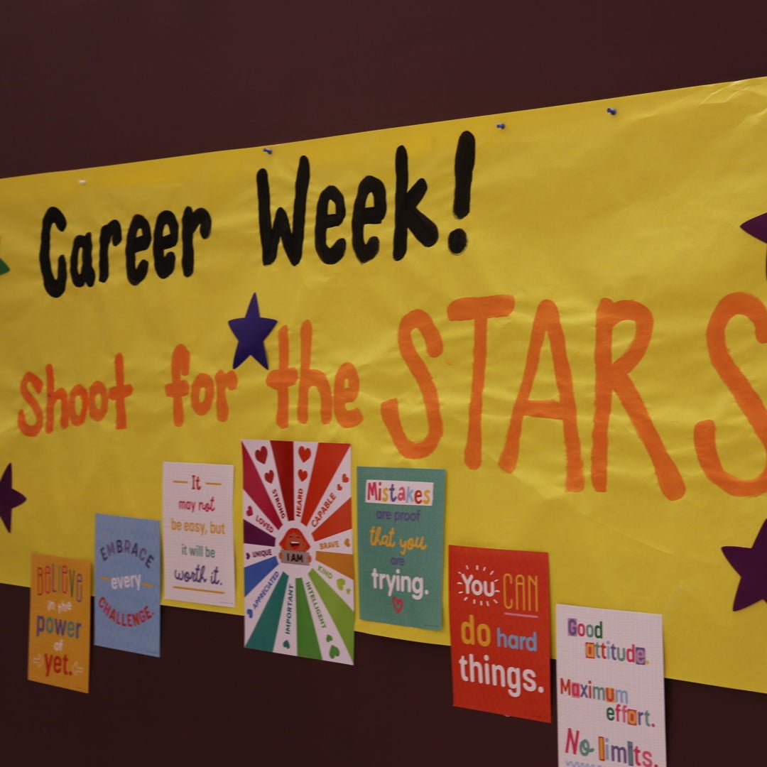 Career Week poster/ Text: Shoot for the stars