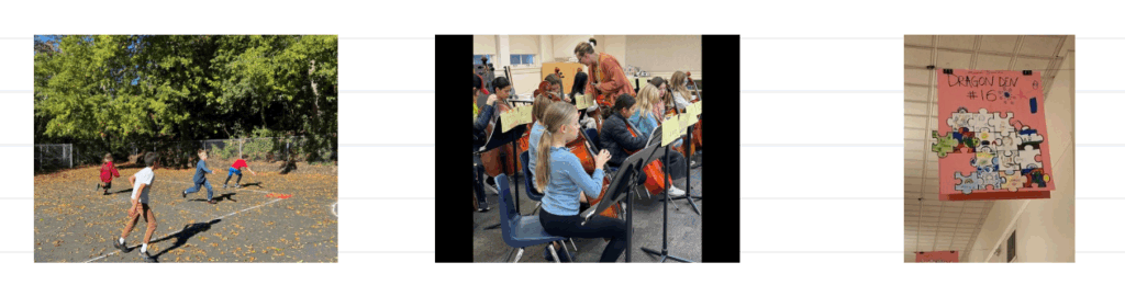 Students on playground, classroom and a puzzle piece collage