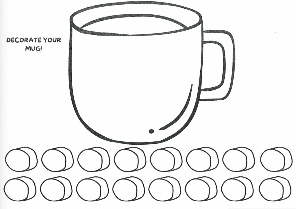 Mug with marshmallows under it.