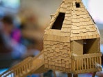a hut made out of cardboard