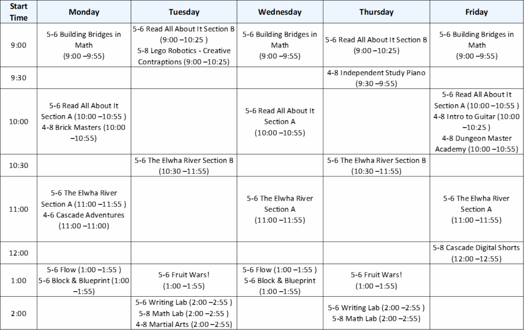 Grade7 class schedule at a glance 2026-26 Semester 2