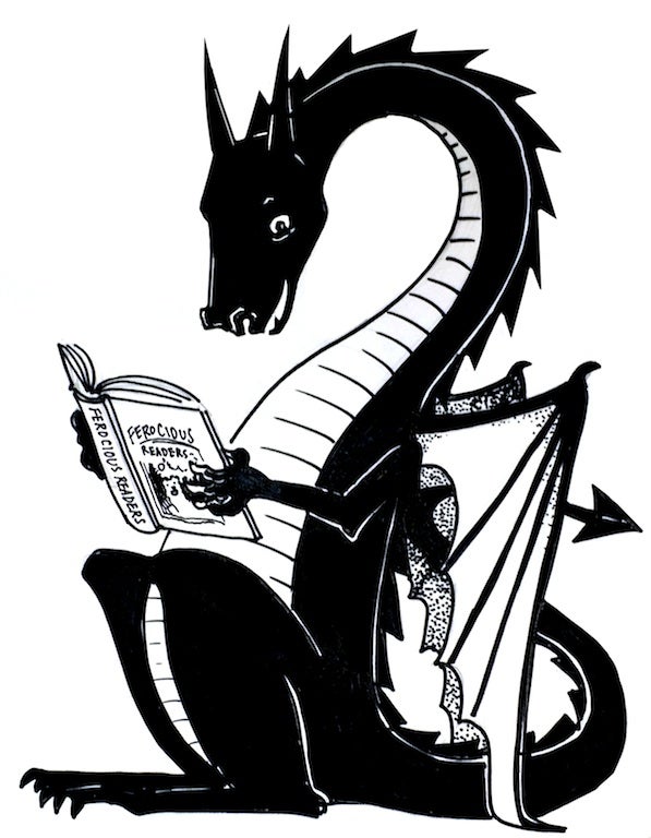 Dragon reading a book