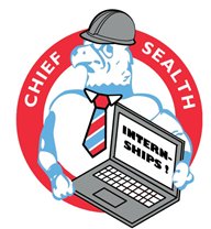 Chief Sealth mascot holding a laptop to apply for internships