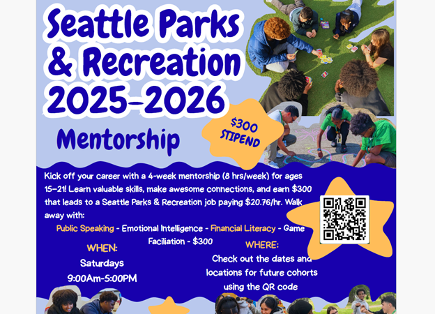 Seattle Parks and Recreation Mentorship program - Earn $300