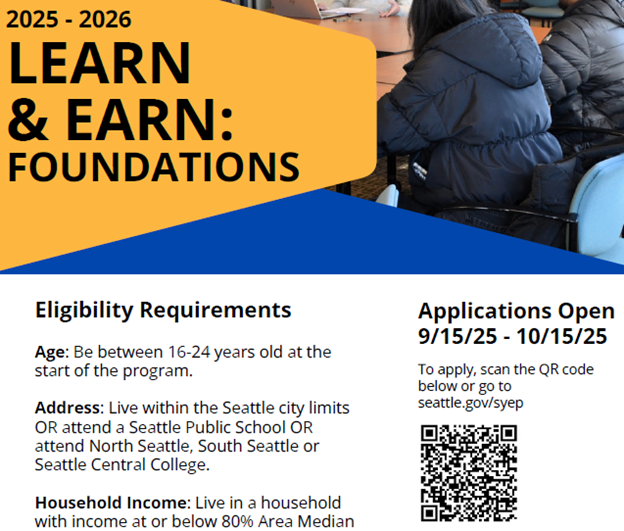 Learn and Earn Year-round program with SYEP