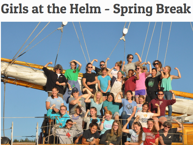 Sound Experience Girls at the Helm Spring Break image of girls on boat