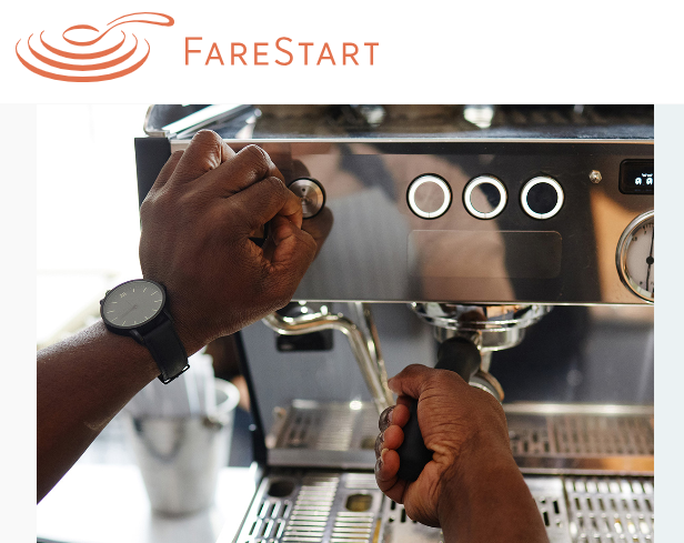 FareStart Barista image of student making coffee on an expresso machine