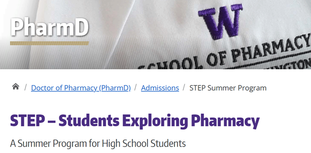 Students Exploring Pharmacy STEP program at UW