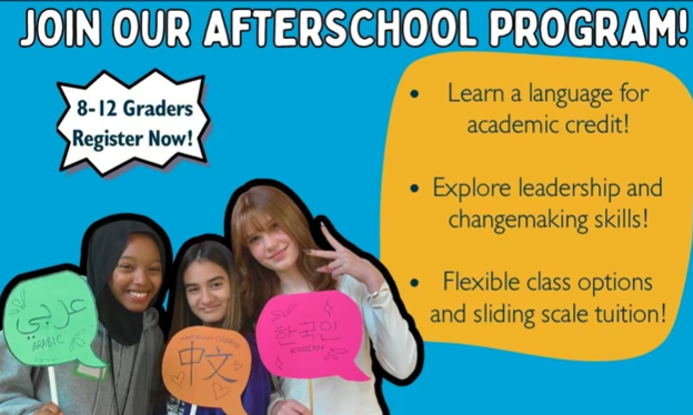 One World Now's world language program in Arabic, Korean, Mandarin Chinese or Russian