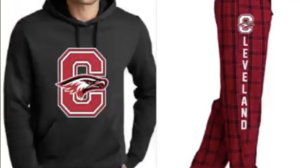 Hoodie with C for CHS and Flannel pants with text: Cleveland