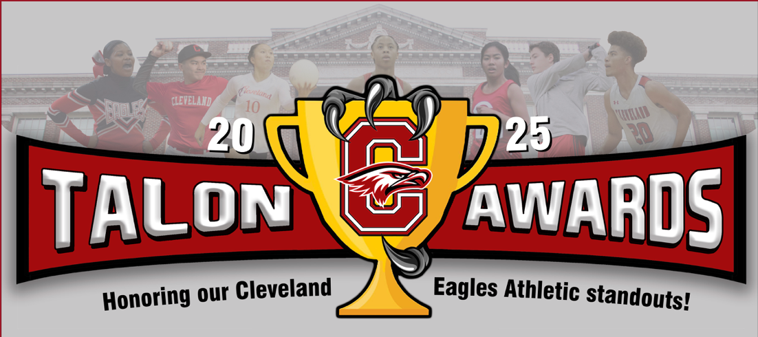 Trophy. Text: 2025 Talon Awards Honoring Cleveland Eagles Athletic standouts.