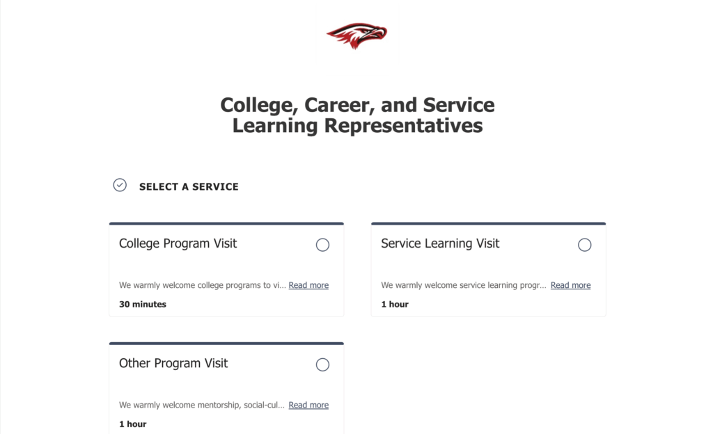 Cleveland Eagle. Text: College, Career and Service Learning Representatives