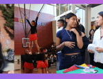 Collage of students around the school.