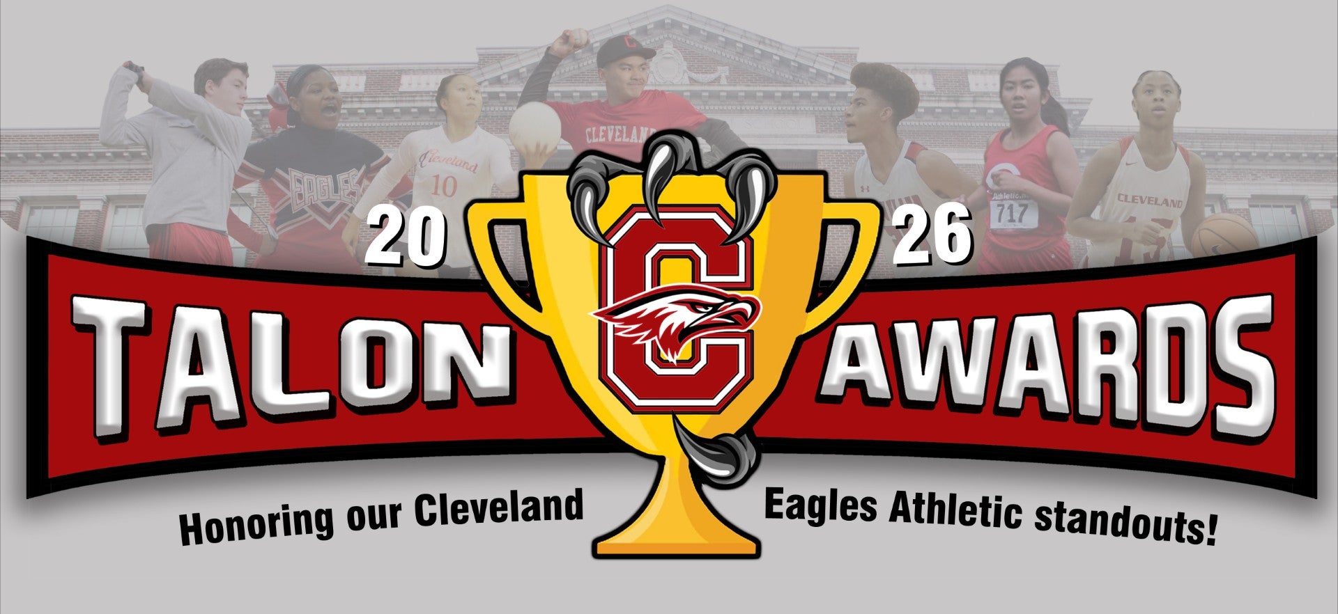 Trophy. Text: 2026 Talon Awards Honoring Cleveland Eagles Athletic standouts.