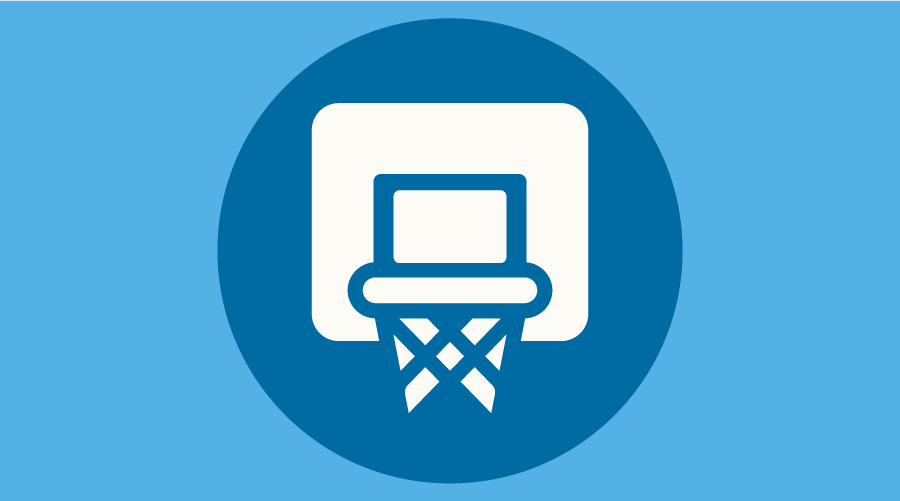 Graphic of winter sports includes a basketball hoop