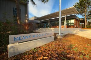 Meany Middle School entrance on a lovely fall day