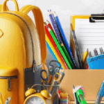 school supplies backpack colored pencils
