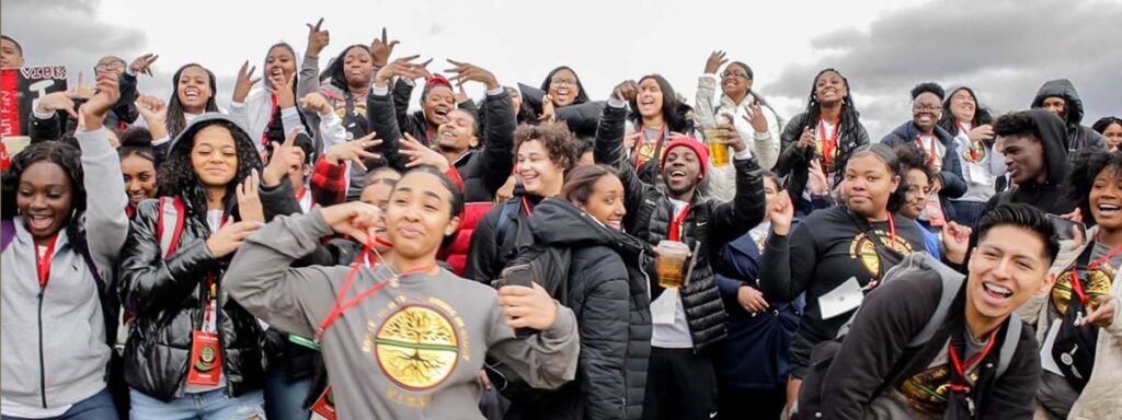 group photo of students in Visionaries Inspiring Black Empowered Students (V.I.B.E.S)