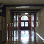 Hallway with lockers and GHS Banners