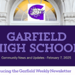 Image of GHS. Text: Garfield High School Newsletter.
