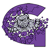 Garfield logo bulldog biting through large lettr G