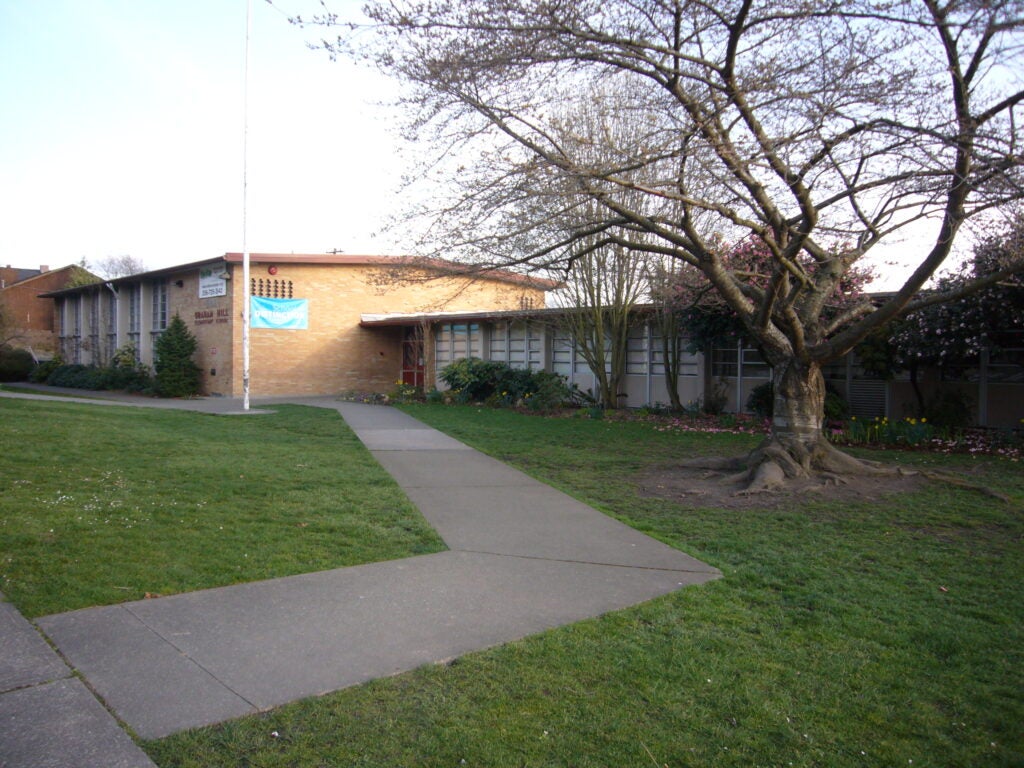 walkway to school entrance