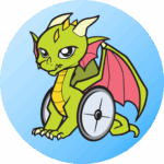 cute dragon with wheels for back legs