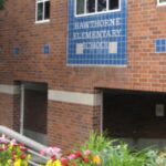 The school building and outside entrance