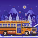 graphic of a school bus in the snow