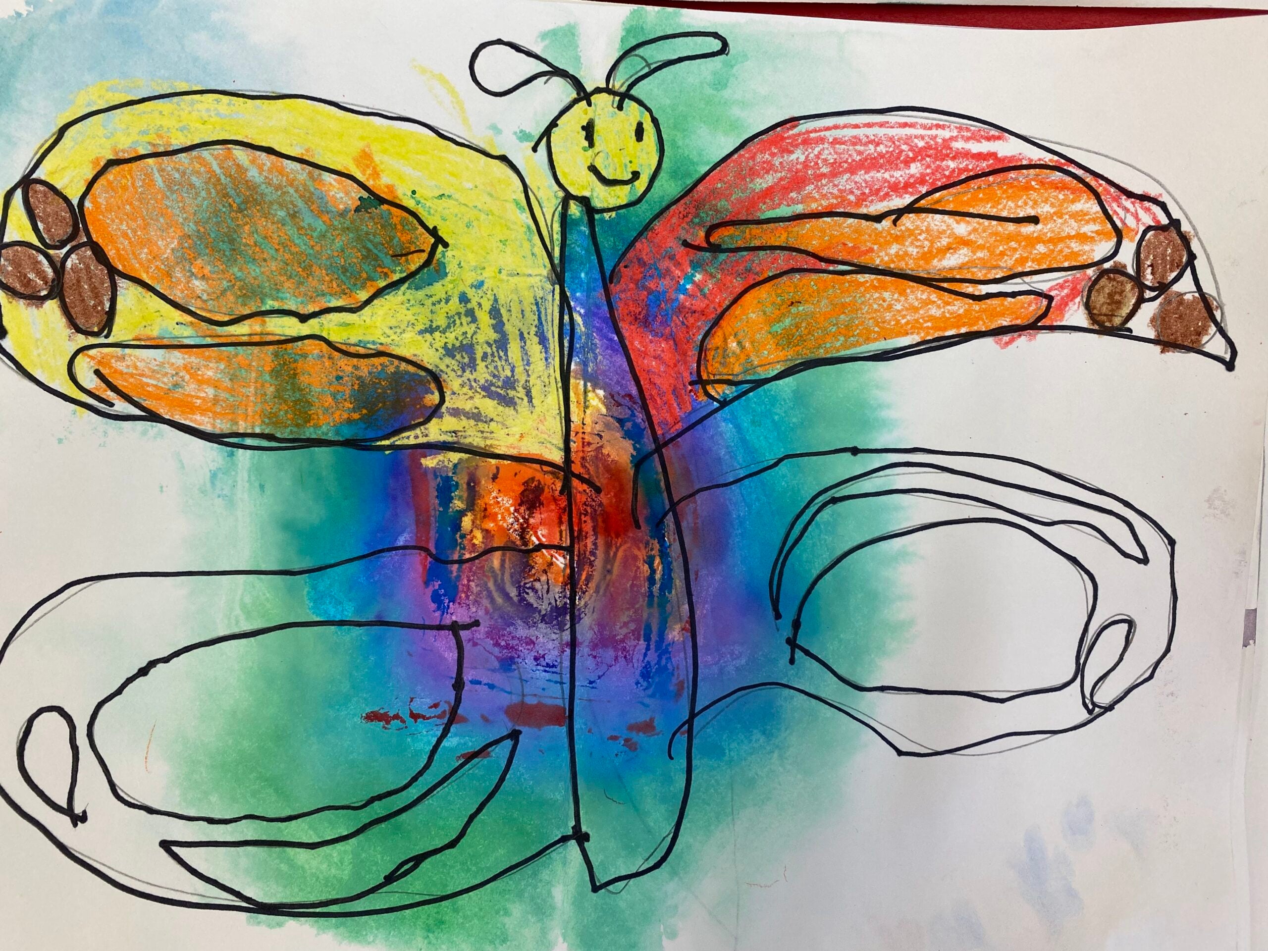 Student artwork depicting a drawing of a butterfly.