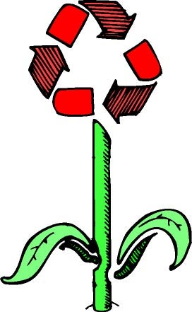 flower with the recycle symbol as a the flower on a stem