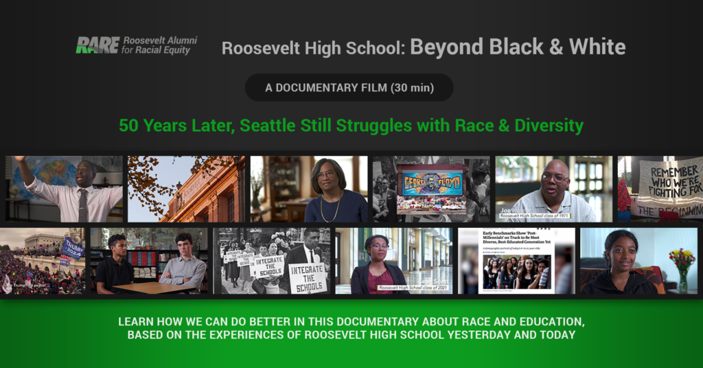 DEI flyer for documentary screening - Roosevelt High School: Beyond Black & White