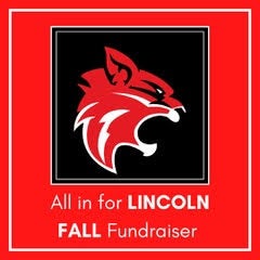 An illustrated Lynx head with text below that reads All In for Lincoln Fall Fundraiser