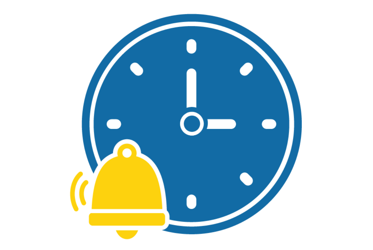 Image of a clock with a small bell ringing